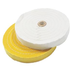 2 Pcs 8'' Cotton Buffing Wheels with 5/8'' Arbor Hole - 70 Ply White Cotton Polishing Wheel + 55 Ply Yellow Cotton Buffing Wheel for Bench Grinder