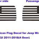Zxiaochun Rear Window American Flag Decal Fits Jeep Wrangler JK JKU 2011-2015 2016 2017 2018 (4-Door Version), Precut Back Side Window Glass USA Flag Vinyl Sticker Exterior Accessories (Matte Black)
