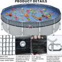 21FT Round Pool Leaf Net Cover for Above Ground Pool Autumn Mesh Pool Net Covers with Metal Cable Winch for Leaves Branches Protection (Black, 21FT)