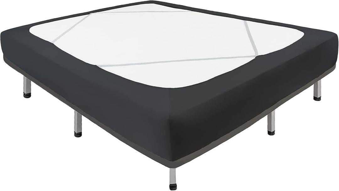 Biscaynebay Decorative Box Spring Cover Queen Size, Black Luxurious Jersey Knitting Stretchy Wrap Around 4 Sides Bed Skirt for Home/Hotels, Easy Fit Wrinkle Free Machine Washable