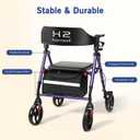Rollator Walker for Seniors with seat Adjustable Height 8" Wheels