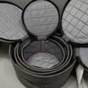 punemi China Storage Containers, Dish Storage w/Hard Shell Top Side Bottom Support & Felt Dividers for Charger Plates Dinnerware, Perfect for Moving Supplies, 4 set Stackable Fine China Storage, Gray