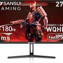SANSUI 27 Inch WQHD 2560 x 1440 IPS Gaming Monitor, 180Hz 1ms Computer Monitor, DP 1.2 x2 | HDMI 2.0 x2 | VESA Mount, 120% sRGB HDR Eye Care Metal Stand (DP Cable Included)