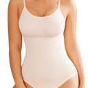 Shapewear Tummy Control for Women Seamless Bodysuit with Adjustable Straps Body Shaper Suits (Beige, S)