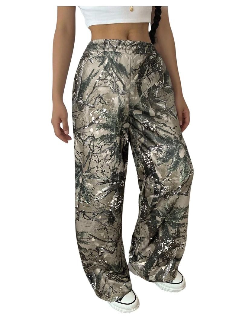SOLY HUX Girl's Camo Sweatpants Elastic Waist Baggy Wide Leg Casual Pants Streetwear Multicolor Camo 10Y