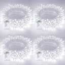 4 Pack Christmas String Lights Battery Operated with Timer, 66FT 200 LED Waterproof Battery Twinkle Lights, 8 Modes Fairy Light for Indoor & Outdoor Garland Tree Christmas Decorations (Cool White)
