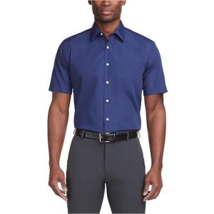 Van Heusen Men's Short Sleeve Dress Shirt Regular Fit Poplin Solid (16.5" Neck)