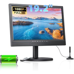 Desobry 19.2" Portable TV for Camping, Built-in 8000mAh Battery Powered TV Portable for Power Outages, Battery Operated TVs 1080P HDMI Input, AV Input, USB, for Kitchen Bedroom Camping Patio RV