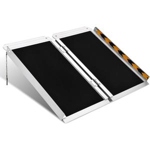 2FT Wheelchair Ramp, Non-Slip Portable Aluminum Ramp for Disabled Single-Fold 800lbs Weight Capacity for Steps Stairs and Thresholds