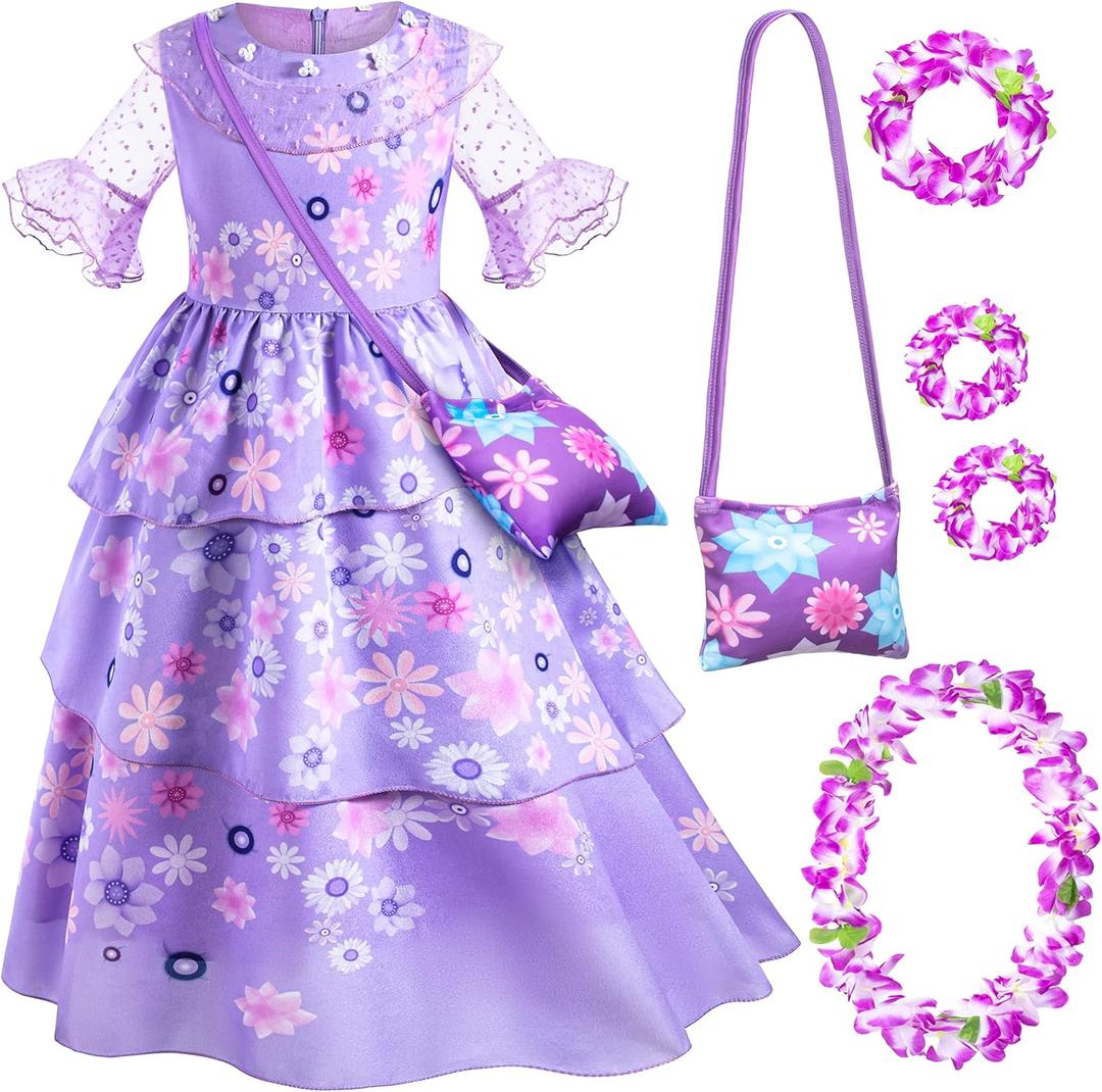 Princess Costume Dress for Girls Birthday Halloween Party Dress Up with Accessories (5-6 Years, Lm03)