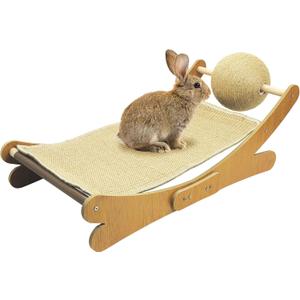 Fhiny Rabbit Scratch Toy, Natural Sisal Bunny Scratching Ball with Sisal Pad Scratcher Bed Hammock Bunny Claw Interactive Toys Mini Beach Chair Nail Scratching Post Mat Lounge for Indoor Kitten Ferret