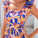 2025 Women's Summer Boho Floral Maxi Dress with Pockets - A-Line Smocked Tiered Ruffle Sleeveless Beach Sun Dress (XL)