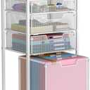 4 Drawer Rolling File Cart with Wheels, Mobile Filing Cabinet for Home Office, Hanging File Organizer, Under Desk Storage, Multifunctional Utility Cart Printer Stand, White (Patent Pending)
