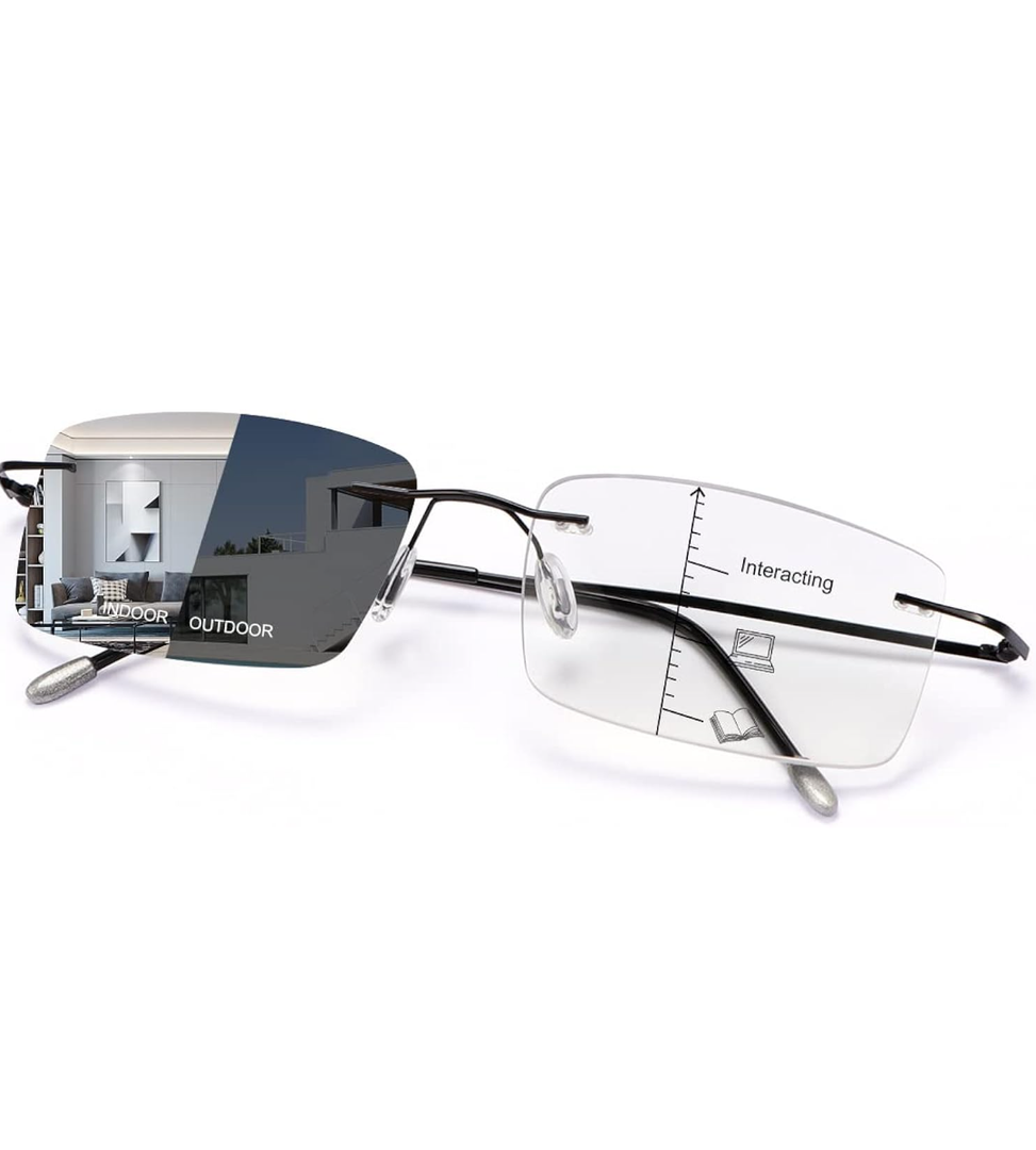 Photochromic Progressive Multifocus Reading Glasses UV Sunglasses Computer Anti Blue Lightweight Eyewear for Men Women