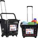 dbest products GoCart, Black Grocery Cart Shopping Laundry Basket on Wheels