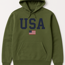 USA Hoodie Women Men Casual Graphic Patriotic American Flag Pullover Hoodie, XL