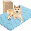MICROCOSMOS 0.8" Thick Cooling Dog Foam Pad & Summer Pet Sleeping Mat, Machine Washable, Materials Safe, Portable Flat Pet Bed for Dogs.(Sky Blue, 18" x 24")
