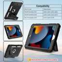 LTROP Case for iPad 9th/ 8th/ 7th Generation (2021/2020/ 2019) 10.2 Inch with Pencil Holder & Kickstand, Hybrid Shockproof Rugged Protective Case for iPad 9 8 7 Gen 10.2", Black