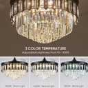 TXCSLY 42" Fandelier Ceiling Fan with Light, Crystal Chandelier Fan with Retractable Blades Dimmable Crystal Ceiling Fan Chandelier for Bedroom Living Room Dining Room-Black