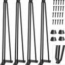CWLOTAC 36'' Hairpin Coffee Table Legs Set of 4-3 Solid Rods with Metal Desk Table Legs - Industrial Home DIY for Bench Legs, Dining Table Legs, Bar Height Table Legs - 4PCS Rubber Floor Protectors