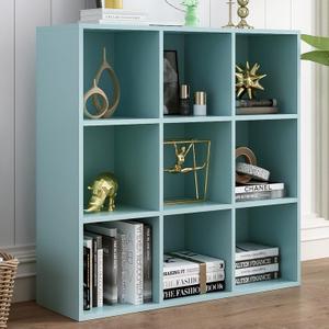 9-Cube Storage Shelf Bookcase, Light Blue