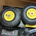 Wheeled Snow Plow Shovel, 16.5" H Heavy-Duty Steel Black Blade with Double Handle, 5 Angles, 2 Wheels, Back Saver Pusher for Snow Removal on Driveway, Sidewalks and Doorways