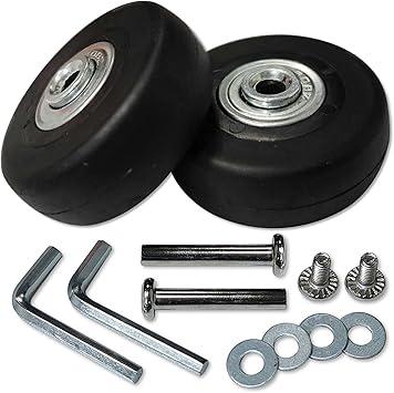 Replacement Luggage Suitcase Wheels OD 48mm Repair Kit Parts Axles Rubber Metal 360 Swivel Caster Bearings Tools Wear-Resistant Mute Flexible Durable Set of (2) Wheels 48mm x 18mm x 6mm