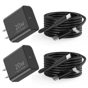 Matsusho iPhone 17 16 15 Charger Fast Charging 10 FT, 2 Pack 20W USB C Wall Charger with 10FT Type C Charger Cable Compatible for iPhone 17/17 Pro/17 Pro Max/Air/16/16 Pro/16 Pro Max/15 Pro Max, Black