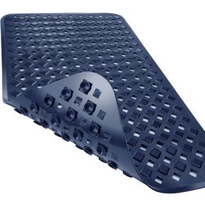 Yimobra Bathtub Mat Non Slip, Super Strong Suction Cups, 27.5"x15.5" Long Shower Mat with Drain Holes, Machine Washable Fast Draining Bath Mats, Bathroom Essentials,Navy Blue