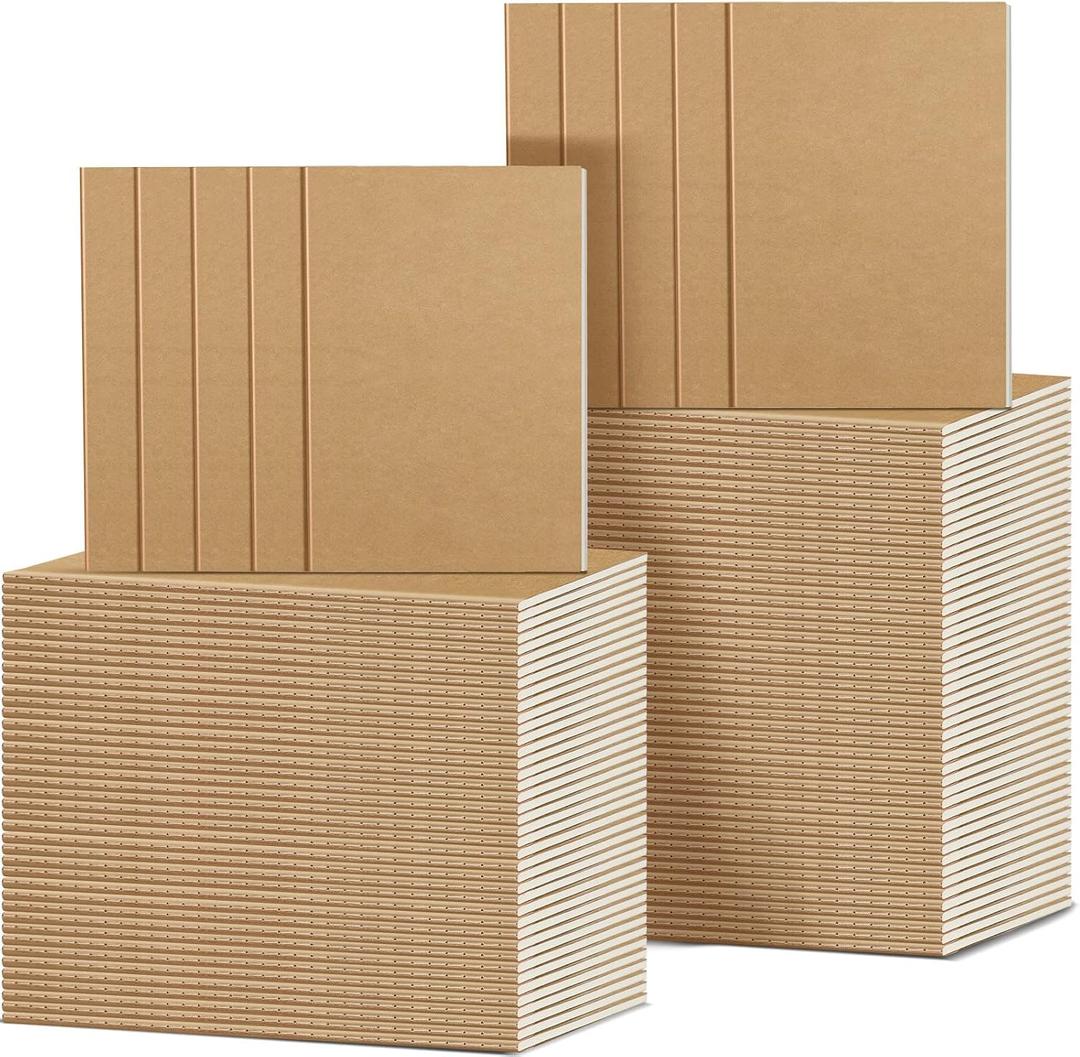 Handepo 100 Pack Composition Notebooks A5/A6 Ruled Lined Composition Kraft Notebooks Bulk Soft Cover Journals Travel Diary Memo for Students Classroom Office Supplies(A6,Kraft Color)