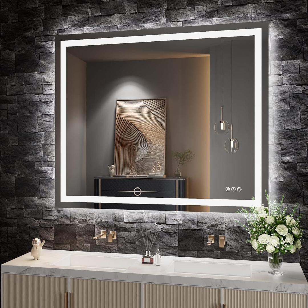 LED Bathroom Mirror 48"X40" with Front Light and Backlit