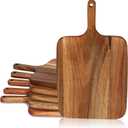 Hoolerry 6 Pcs Wood Cutting Board with Handle 14 x 8 Inch Pizza Serving Board Natural Wooden Pizza Peel Large Pizza Paddle Spatula Charcuterie Peel for Kitchen Baking Oven Accessory (Acacia Wood)