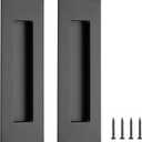Ravinte 2 Pack Black Sliding Closet Door Handles Black Flush Pulls 7in Length Recessed Finger Pulls for Sliding Barn Door Sqaure Cabinet Pulls Stainless Steel (180mm)