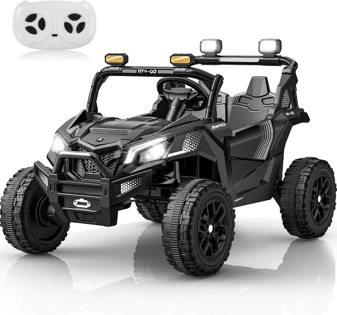 Firstness 24V Electric Remote Control Ride on Cars for Kids Ages 3-8, Black, 46.9 inches x 30.7 inches x 29.9 inches