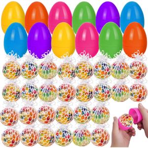 HIKISS 12 Pack Easter Eggs Fillers Fidget Stress Balls, Easter Basket Stuffers Squeeze Sensory Squishy Balls Fidget Toys for Kids, Easter Eggs Hunt Party Favors Classroom Prizes