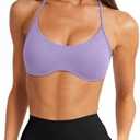 LASLULU Womens Sexy Y Back Sports Bra Padded Racerback Spaghetti Strap Workout Yoga Gym Athletic Bras Tops Bralettes, M