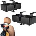 Amazicha Car Headrest Backseat Organizer with Hooks, 3 in 1 Seat Back Organizer Headrest with 3.7inch Cup Holder for Car Backseat Travel Accessories, 2PCS