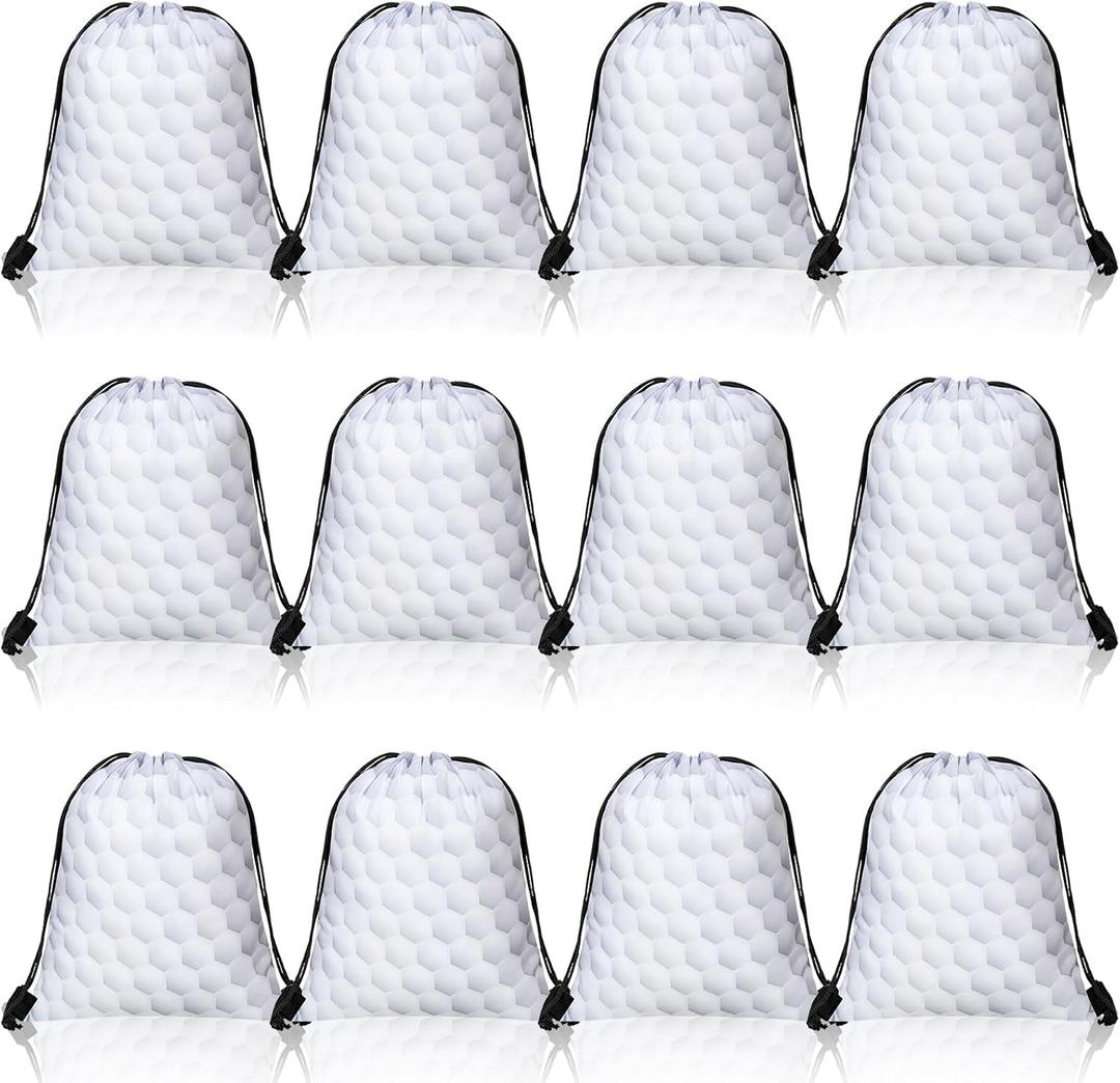 Shappy 12 Pieces Golf Drawstring Bags Bulk Small Sport Goodie Bags Snack Treat Backpack for Ball Birthday Party Favor Team Gifts(10 x 12 Inch)