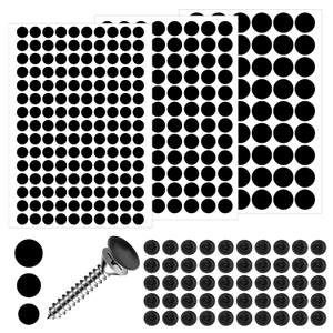 340Pcs Screw Covers Black Self-Adhesive Screw Covers Caps 290pcs Screws Hole Sticker & 50pcs Plastic Furniture Hole Cap Sticky Decals Self Tapping for Various Furniture Cabinet 12mm 15mm 21mm