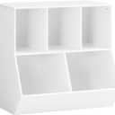 HOOBRO Kids Bookshelf, Bookcase Footboard, 31.5" L Toy Storage Cubby, Children's Toy Shelf, Toy Storage Cabinet, Fit for Children's Room, Playroom, Hallway, Kindergarten, White WT328CW01, 31.5"L x 11.8"W x 29.5"H