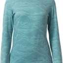 Women's Slim Fit Turtleneck Base Layer Long Sleeve Top, Mountain Print, Moisture-Wicking for Workouts & Outdoor (L)
