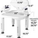 Vaunn Medical Shower Chair Bath Seat with Padded Arms, Removable Back and Adjustable Legs for Bathtub Safety (Wide Chair With Arms)