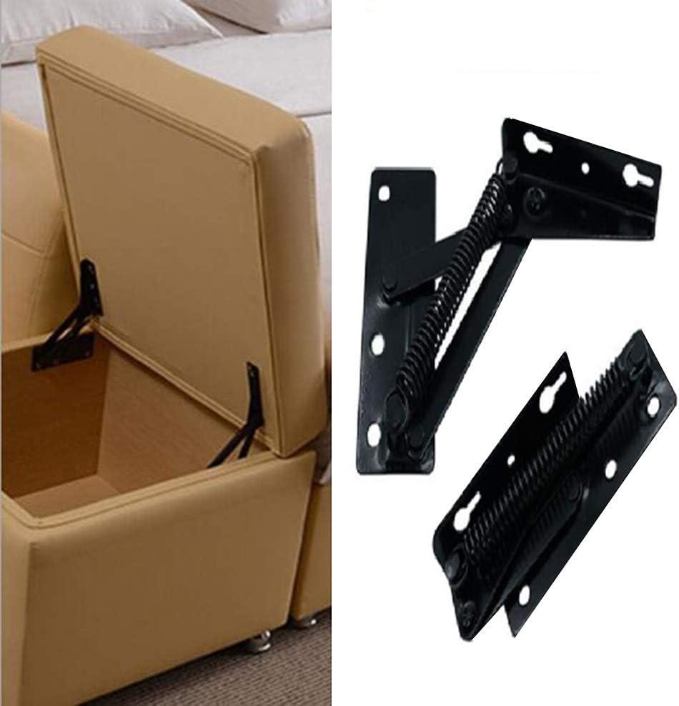 2 Pieces 80 Degree Foldable Lifting Bracket, Black Spring Hinges are widely Used in Sofa Hinge Lifters, Furniture Storage Support Hinges