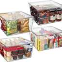 CLEARSPACE Plastic Storage Bins with Lids XL Perfect Kitchen Organization or Pantry Storage Fridge Organizer, Pantry Organization and Storage Bins, Cabinet Organizers, 4 Pack XL