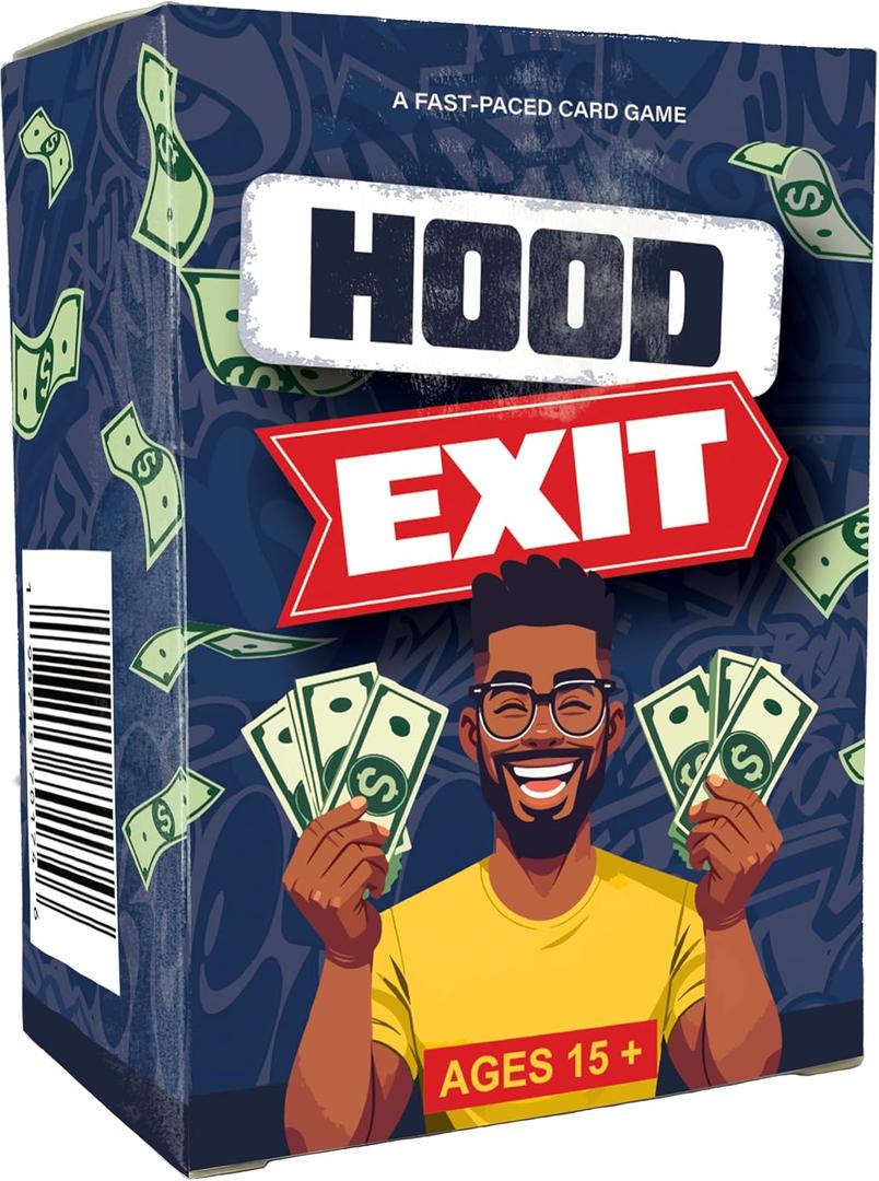 Hood Charades Presents Hood Exit Card Game - Stack Your Cash, Block Rivals, Get Big Mama's Help - Fun Strategic Card Game and Captures Real-Life for Gatherings and Party Nights, Small