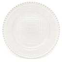 Cross-stitch Pattern Glass Charger 12.6 Inch Dinner Plate With Beaded Rim - Set of 4 - White