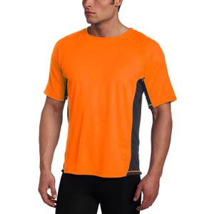 Kanu Surf Mens Swim Shirt with Short Sleeves  UPF 50+ Rash Guard with Quick-Dry Fabric (X-Large, Neon Orange/Charcoal)