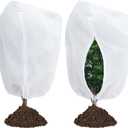 Garutom 2-Pack Plant Covers Freeze Protection 78" x 89" 2.2 oz, Large Size Bag Frost Cloth Plants Jacket Drawstring and Zipper Tree Cover for Outdoor Plants, Shrub Potted Plants Winter