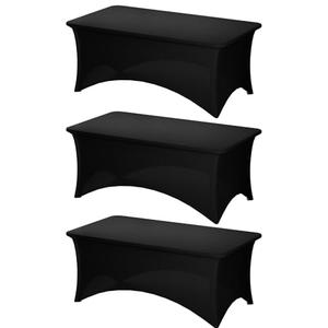 Fixwal 2 Pack Black Table Cloth for 6FT Rectangle Tables, Rectangular Tablecloths Stretch Spandex Fitted Table Covers 6FT for Parties, Trade Shows, Banquet, Weddings, Buffet, Graduation Decorations