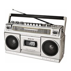 Retro Classic 80s Style Portable Boombox with Cassette Player Recorder, AM/FM/SW1/SW2 Radio, Bluetooth, USB/Micro SD Slots, Headphone Jack, 24W Dual FullRange High Bass Speakers